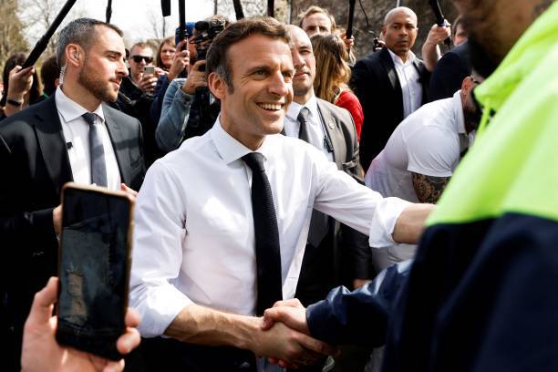 Президент Франции и кандидат от центристской партии La Republique en Marche (LREM) на переизбрание Эммануэль Макрон, 28 марта 2022 года. Фото: LUDOVIC MARIN/AFP via Getty Images | Epoch Times Media