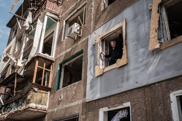 Жилой дом разрушен взрывом ракеты, Краматорск, восточная Украина, 5 мая 2022 года. Фото: YASUYOSHI CHIBA/AFP via Getty Images | Epoch Times Media