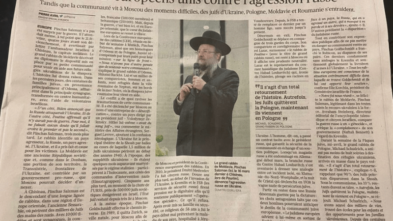 Французская газета Le Figaro опубликовала статью об отъезде Пинхаса Гольдшмидта. Фото: twitter.com | Epoch Times Media