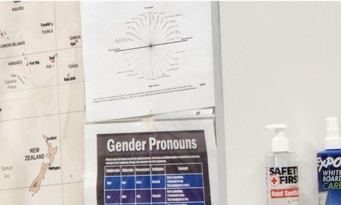 В средней школе Горхэма, штат Мэн, ученикам предлагается список предпочтительных гендерных местоимений, которые они должны использовать. (PhotoCredit:HB)
 | Epoch Times Media